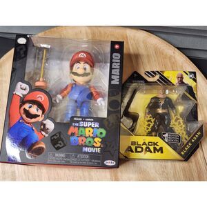 Super Mario & Black Adam Action Figure Lot – 2 Figurines